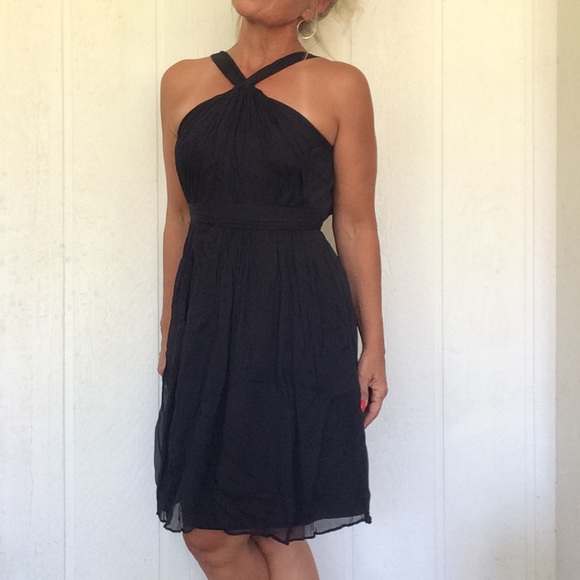 J. CREW BLACK SILK CHIFFON COCKTAIL DRESS SIZE 4 - Picture 4 of 8